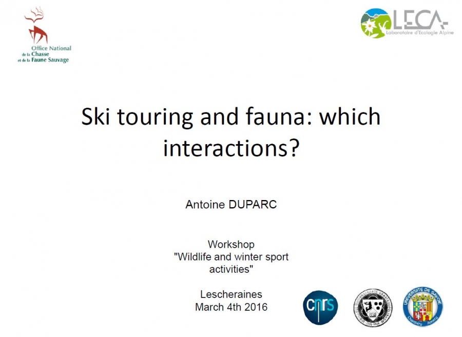 PowerPoint Presentations: ALPARC Workshop Wildlife and Winter Sport Activities 2/2